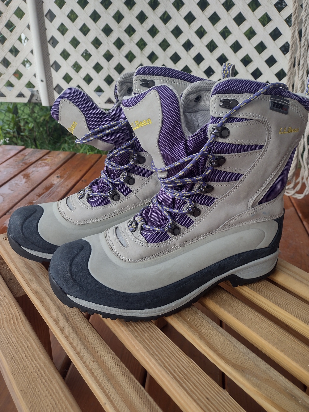 L.L. Bean Women's Purple and Gray Lace-Up Waterproof Hiking Boots